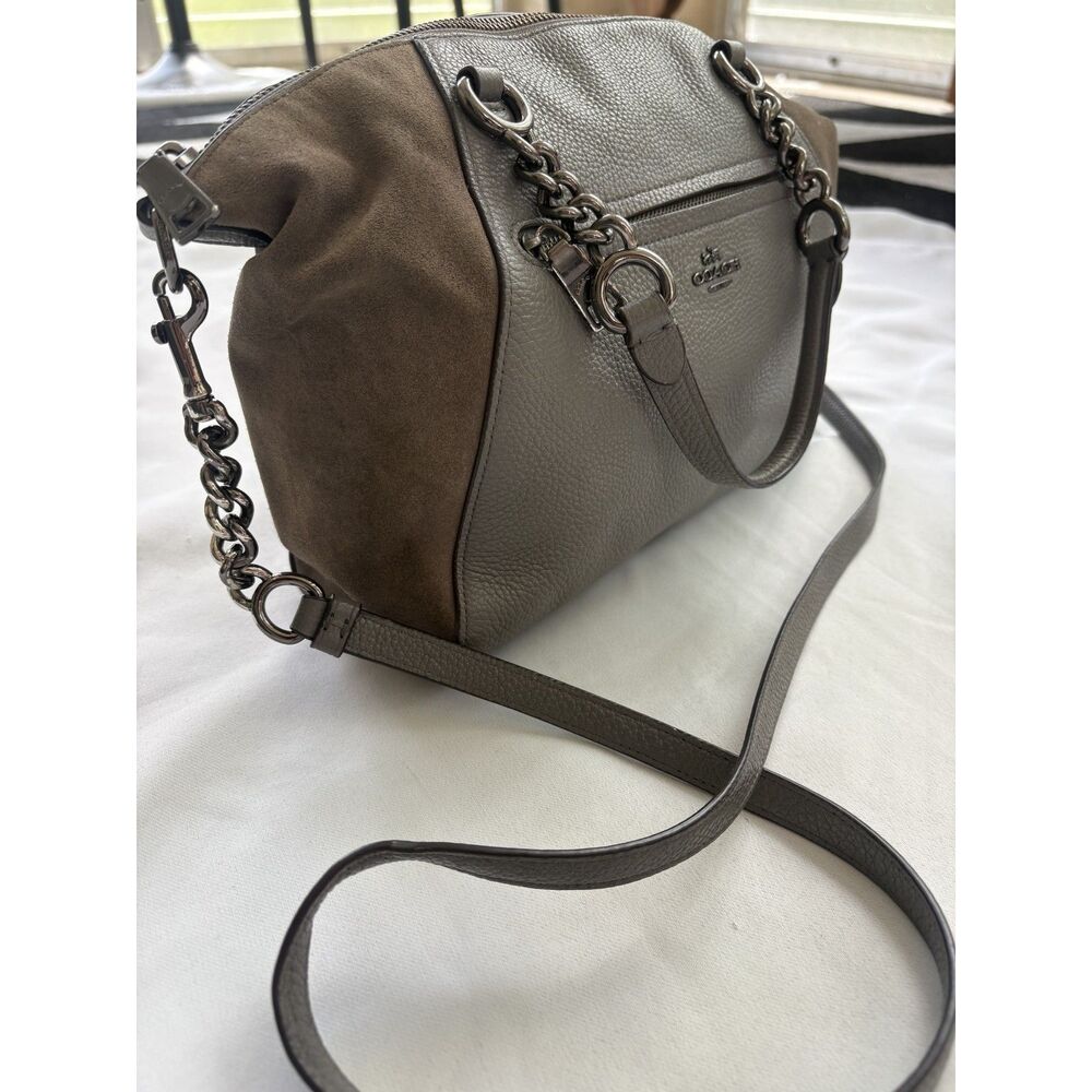 Coach Pebbled Leather & Suede Chain Strap Shoulder or Crossbody Bag - Picture 3 of 14